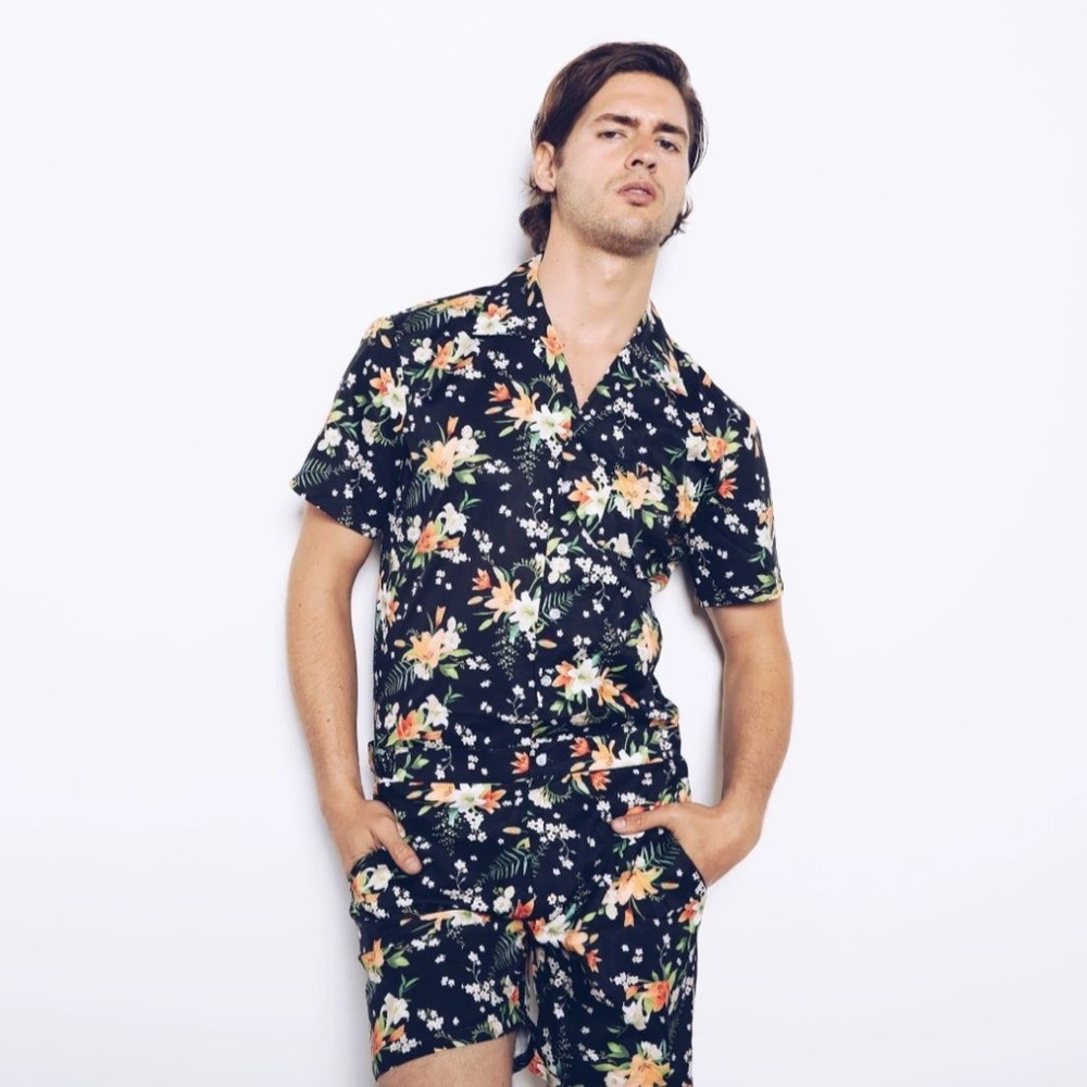 Romperjack Men's Romper in Tropical Black